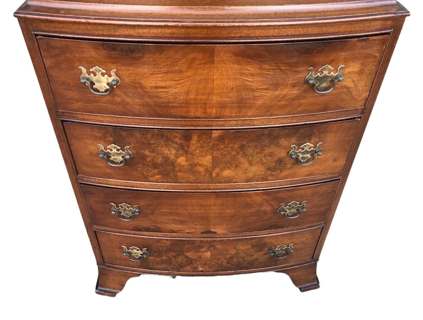 000917....Handsome Vintage Small Walnut Tallboy Chest Of Drawers ( sold )