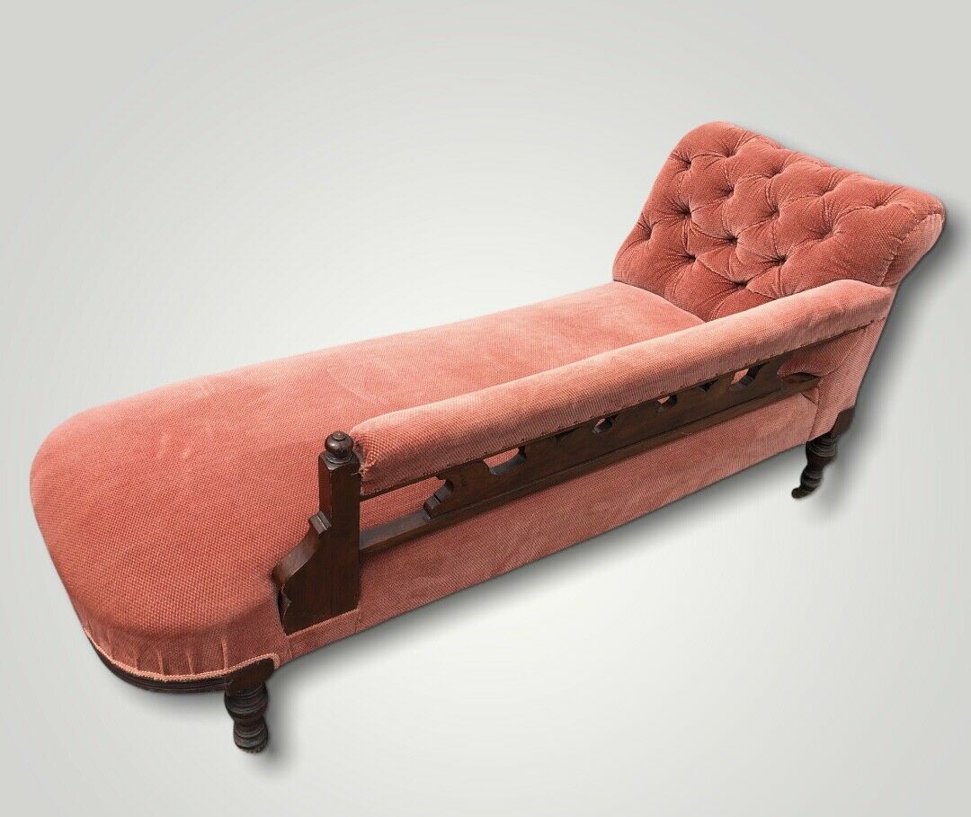 Lovely Carved Walnut Antique Chaise Longue / Sofa ( SOLD )