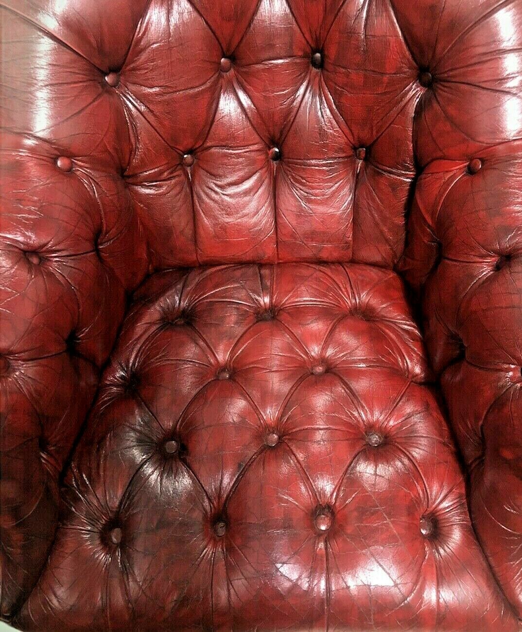 Stunning Vintage Chesterfield Style Red Leather Armchair ( SOLD )