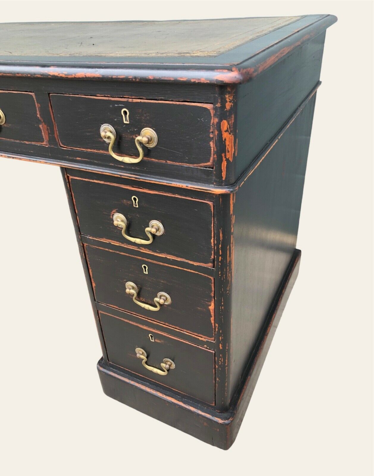 000957....Handsome Antique Pedestal Desk ( sold )