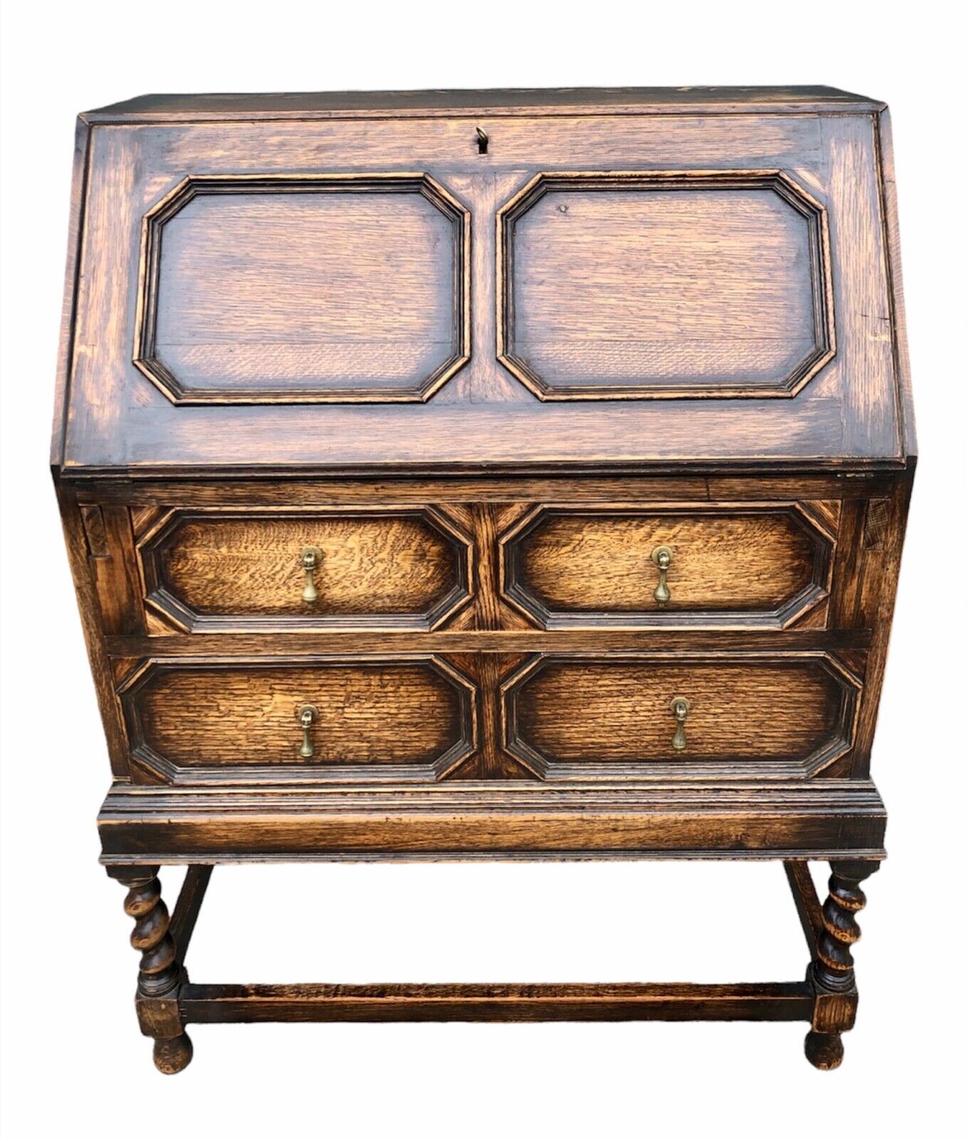 000935....Handsome Vintage Oak Bureau / Desk ( sold )