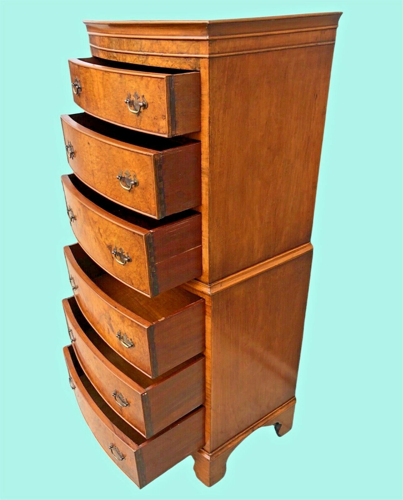 000985.....Handsome Vintage Walnut Tallboy Chest Of Six Drawers ( SOLD )