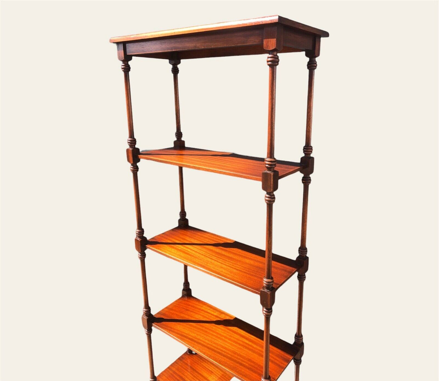 000975.....Vintage Reprodux Mahogany Shelving Unit With Drawer ( sold )