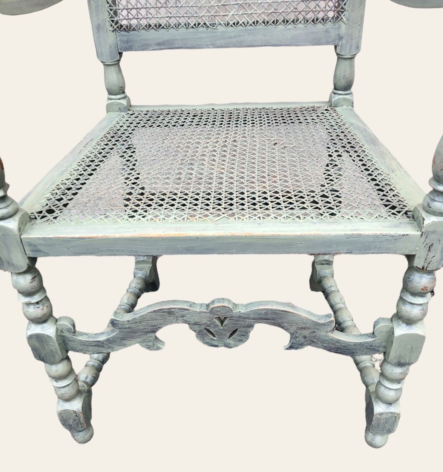 000937.....Handsome Vintage Caned Hall Chair