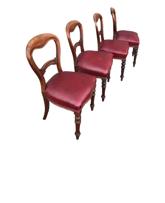 000933....Handsome Set Of Four Antique Mahogany Dining Chairs ( sold )