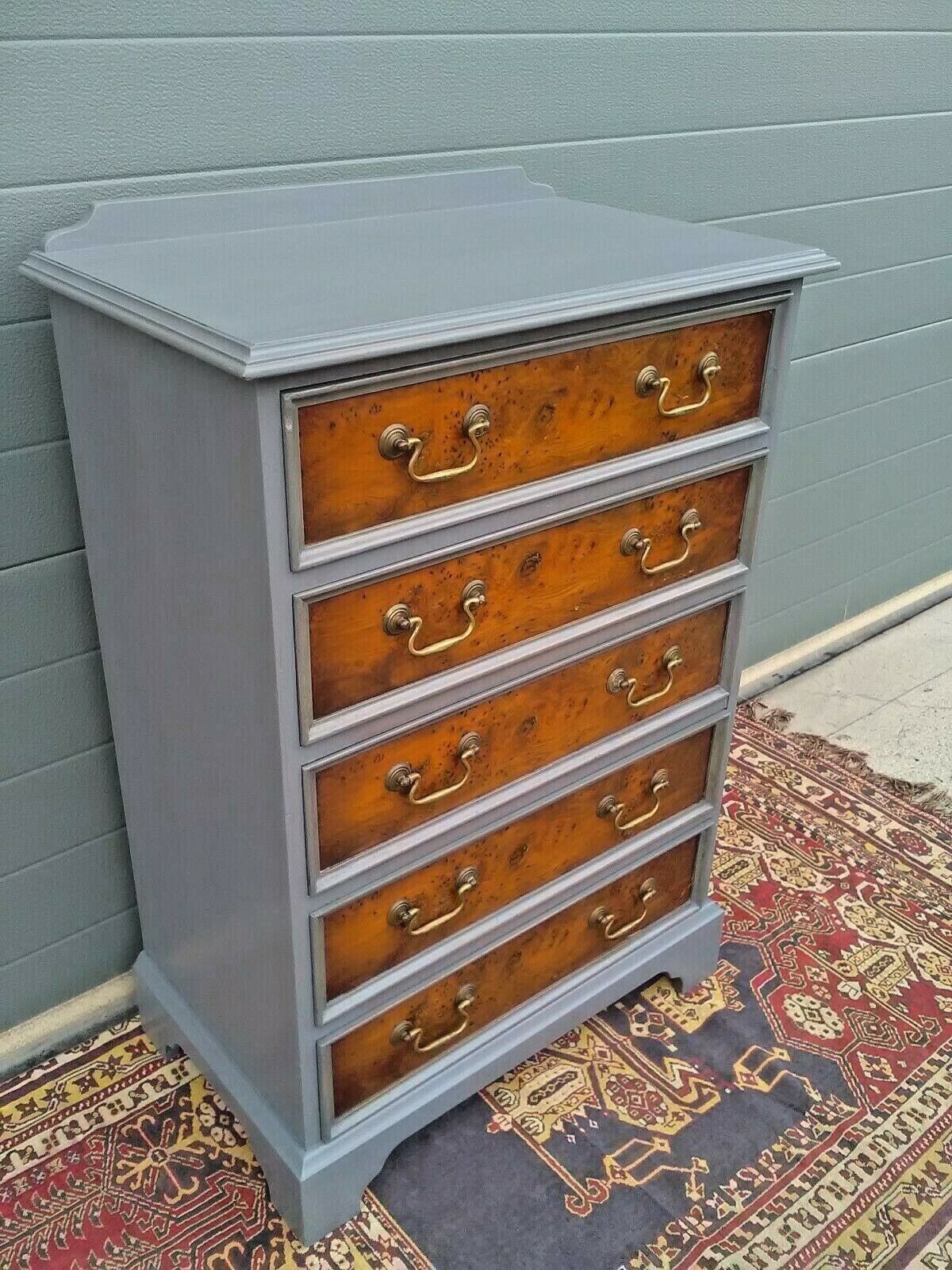 Handsome Vintage Yew Tallboy Chest Of Drawers ( SOLD )