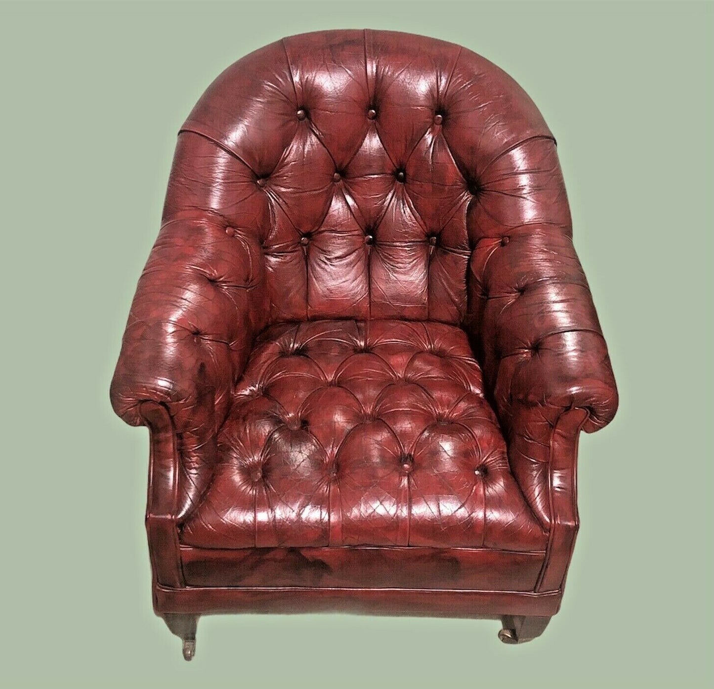 Stunning Vintage Chesterfield Style Red Leather Armchair ( SOLD )