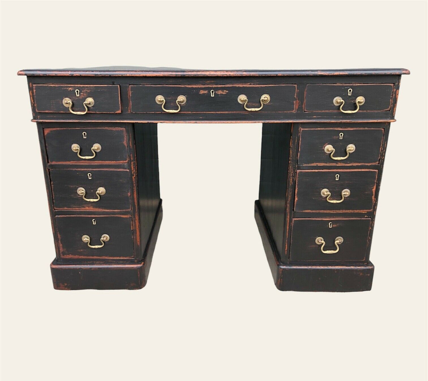 000957....Handsome Antique Pedestal Desk ( sold )