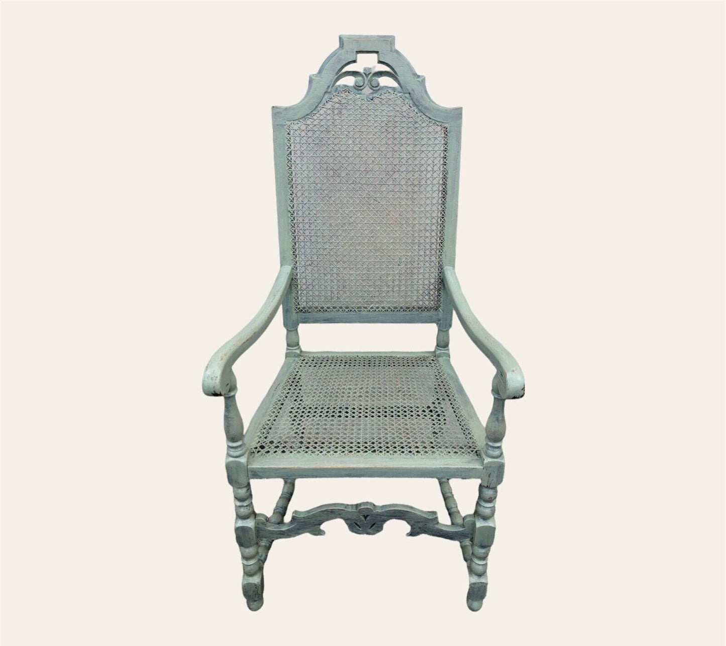 000937.....Handsome Vintage Caned Hall Chair