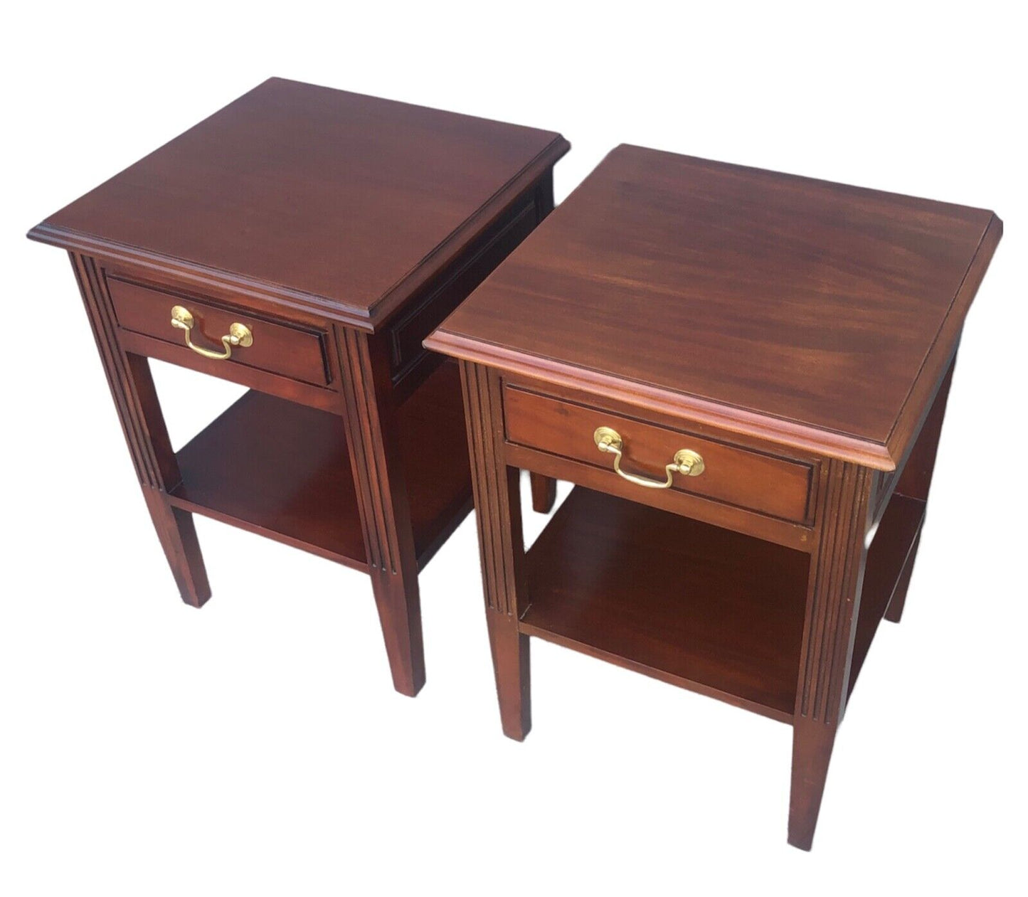 000916....Handsome Pair Of Vintage Mahogany Bedside Tables ( sold )