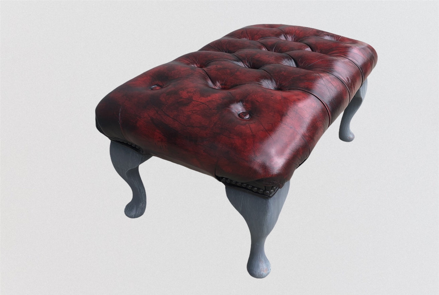 Stunning Vintage Chesterfield Style Footstool / Leather Stool. ( SOLD )