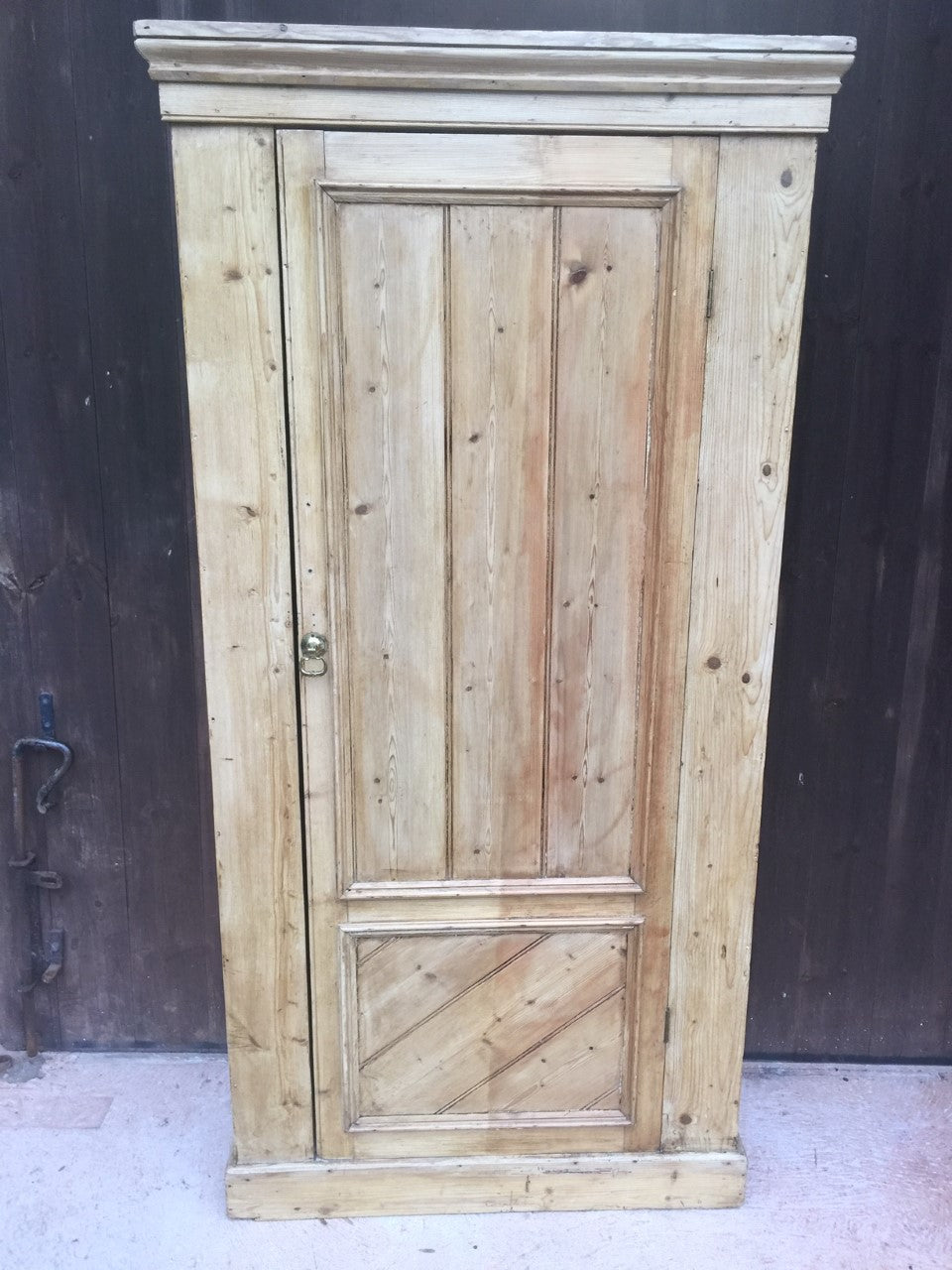 Vintage Stripped Pine Single Wardrobe / Pine Hall Robe